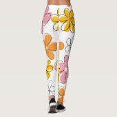Kleurrijke Bloemen Naadloze Patroon Minimalist Leggings (Achterkant)