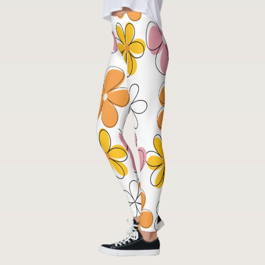 Kleurrijke Bloemen Naadloze Patroon Minimalist Leggings (Links)