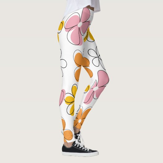 Kleurrijke Bloemen Naadloze Patroon Minimalist Leggings (Rechts)