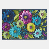 Kleurrijke Bloemen Naaldpunt Verpakking Papieren V Inpakpapier Vel (Voorkant)