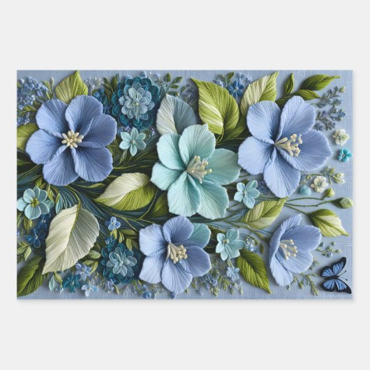 Kleurrijke Bloemen Naaldpunt Verpakking Papieren V Inpakpapier Vel (Voorkant 2)