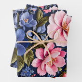 Kleurrijke Bloemen Naaldpunt Verpakking Papieren V Inpakpapier Vel