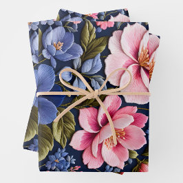 Kleurrijke Bloemen Naaldpunt Verpakking Papieren V Inpakpapier Vel