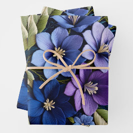 Kleurrijke Bloemen Naaldpunt Verpakking Papieren V Inpakpapier Vel