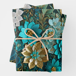 Kleurrijke Bloemen Naaldpunt Verpakking Papieren V Inpakpapier Vel