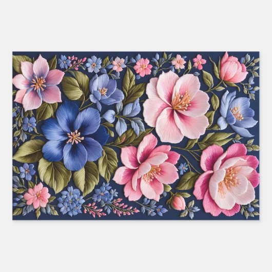 Kleurrijke Bloemen Naaldpunt Verpakking Papieren V Inpakpapier Vel (Voorkant 2)