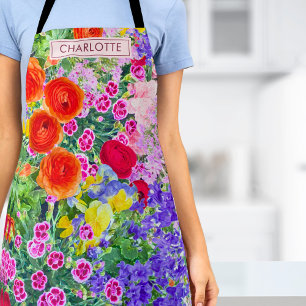 Kleurrijke Bloemen Naam Gift – Verjaardag voor Mam Schort
