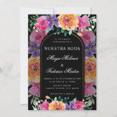 Kleurrijke Bloemen Nuestra Boda Spaanse bruiloft Kaart (Voorkant)