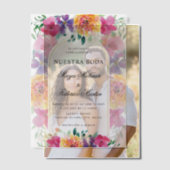 Kleurrijke Bloemen Nuestra Boda Spaanse bruiloft Vellum Uitnodigingen (Offset (Koppel))