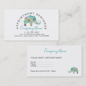 Kleurrijke Bloemen Olifant Afspraakkaart Afsprakenkaartje (Voorkant / Achterkant)