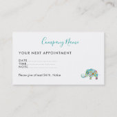 Kleurrijke Bloemen Olifant Afspraakkaart Afsprakenkaartje (Achterkant)