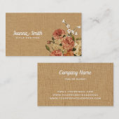 Kleurrijke Bloemen op Beige Canvas Visitekaartje (Voorkant / Achterkant)