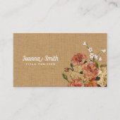 Kleurrijke Bloemen op Beige Canvas Visitekaartje (Voorkant)