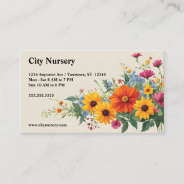 Kleurrijke Bloemen op Beige Nursery Plant Verkoop Visitekaartje