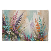 Kleurrijke Bloemen op Blauw Beige Witte Lavendel Kussensloop (Achterkant-Links)