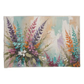 Kleurrijke Bloemen op Blauw Beige Witte Lavendel Kussensloop (Voorkant-Rechts)