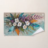 Kleurrijke Bloemen op Blauwgroen Blauw Beige Bad Handdoek (Handdoek)