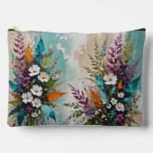 Kleurrijke Bloemen op Blauwgroen Blauw Beige Etui (Voorkant)