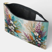 Kleurrijke Bloemen op Blauwgroen Blauw Beige Etui (Open)