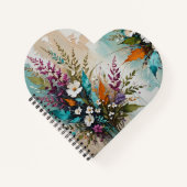 Kleurrijke Bloemen op Blauwgroen Blauw Beige *Pers Notitieboek (Voorkant)