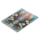 Kleurrijke Bloemen op Blauwgroen Blauw Beige *Pers Notitieboek (Linkerzijde)