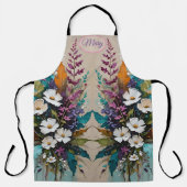 Kleurrijke Bloemen op Blauwgroen Blauw Beige Schort (Voorkant)