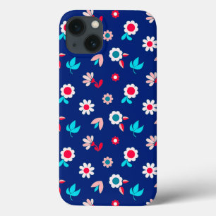 Kleurrijke Bloemen op een Donkerblauwe Achtergrond Case-Mate iPhone Case