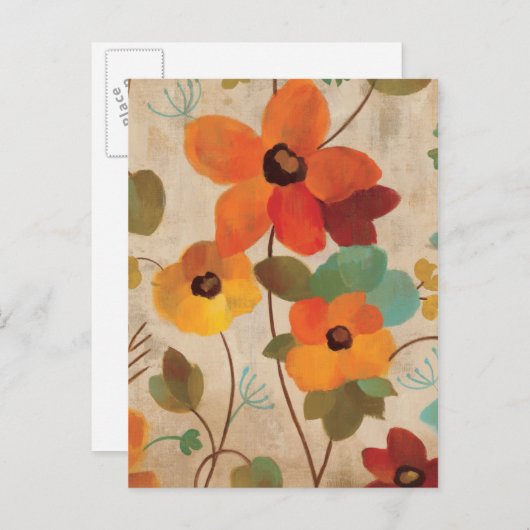 Kleurrijke bloemen op een gebroken witte achtergro briefkaart (Voorkant / Achterkant)