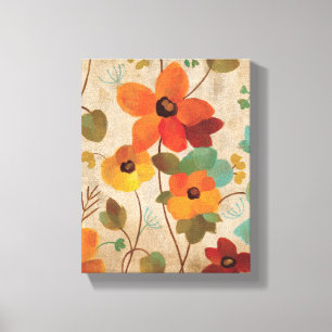 Kleurrijke bloemen op een gebroken witte achtergro canvas afdruk