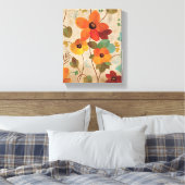 Kleurrijke bloemen op een gebroken witte achtergro canvas afdruk (Insitu (Slaapkamer))