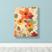 Kleurrijke bloemen op een gebroken witte achtergro canvas afdruk (Insitu (Houten vloer))