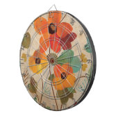 Kleurrijke bloemen op een gebroken witte achtergro dartbord (Voorkant Rechts)