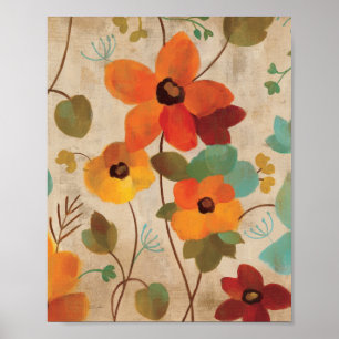 Kleurrijke bloemen op een gebroken witte achtergro poster