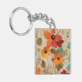 Kleurrijke bloemen op een gebroken witte achtergro sleutelhanger (Voorkant Links)