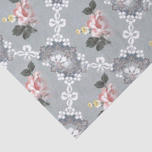 Kleurrijke bloemen op grijze achtergrond tissuepapier (Detail)