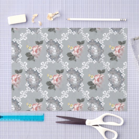 Kleurrijke bloemen op grijze achtergrond tissuepapier (Craft)