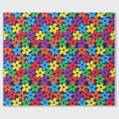 Kleurrijke bloemen op marineblauw omslagpapier cadeaupapier (Vlak)