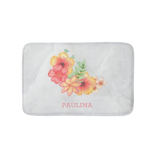 Kleurrijke bloemen op marmer badmat (Voorkant)
