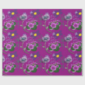 Kleurrijke bloemen op Paarse achtergrond Cadeaupapier (Vlak)