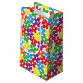 Kleurrijke bloemen op White Small Gift Bag Klein Cadeauzakje (Achterkant Gekanteld)