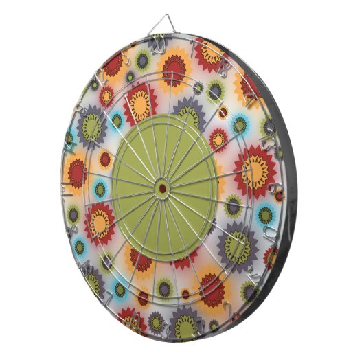 Kleurrijke bloemen op wit dartboard dartbord (Voorkant Rechts)