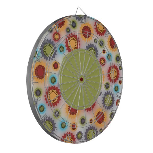 Kleurrijke bloemen op wit dartboard dartbord (Voorkant Links)