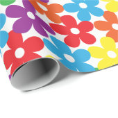 Kleurrijke bloemen op witpapier cadeaupapier (Rol Hoek)