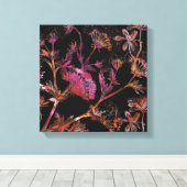 Kleurrijke bloemen op zwarte canvas afdrukken (Insitu (Houten vloer))