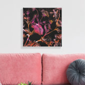 Kleurrijke bloemen op zwarte canvas afdrukken (Insitu (Woonkamer))