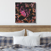 Kleurrijke bloemen op zwarte canvas afdrukken (Insitu (Slaapkamer))