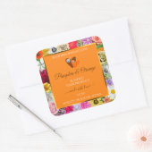 Kleurrijke bloemen Oranje productetiketten met har Vierkante Sticker (Envelop)
