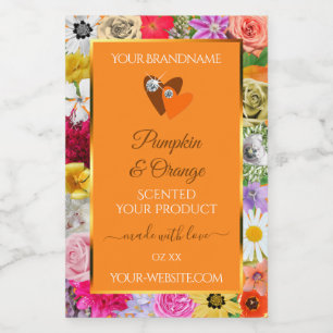 Kleurrijke bloemen Oranje productetiketten met har Voedselcontainer Etiket