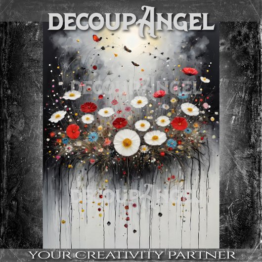 Kleurrijke Bloemen Ornament Ver. - Ontkoppeling - Tissuepapier