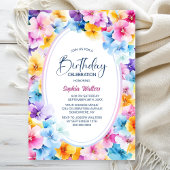 Kleurrijke Bloemen Ovaal Verjaardagsfeest Kaart